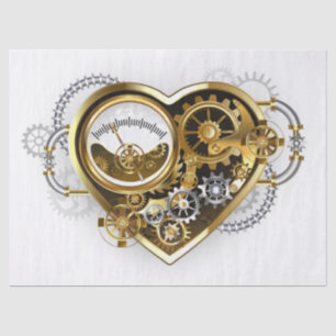 Papel De Seda Coração Steampunk com Manômetro