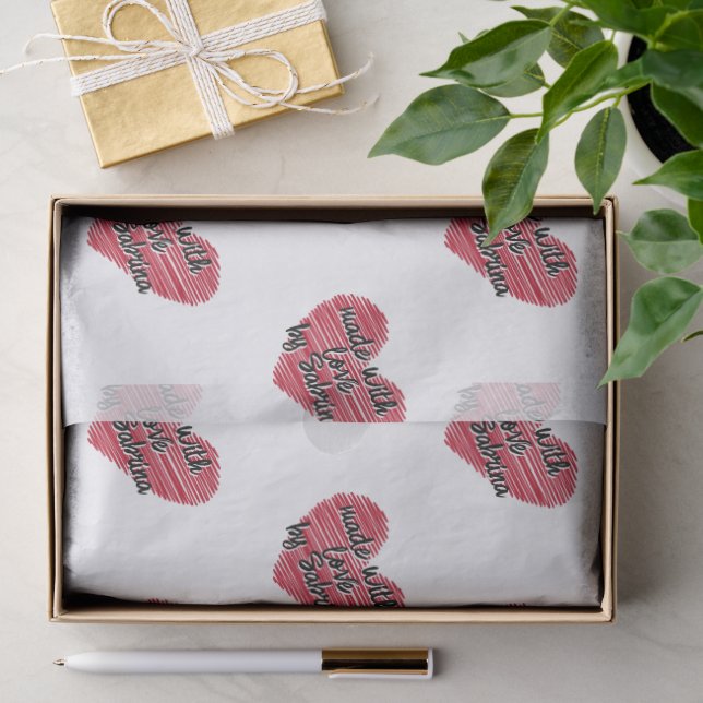 Papel De Seda Coração Vermelho Desenho Feita Com Amor (Presente)