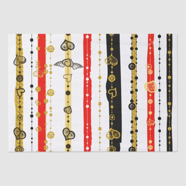 Papel De Seda Corações bonitos Padrão de rabiscar a mão (Frente )