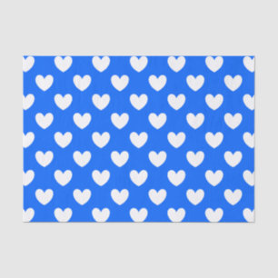 Papel De Seda Corações brancos de polca em azul
