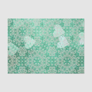 Papel De Seda Corações Brancos E Verde Lace