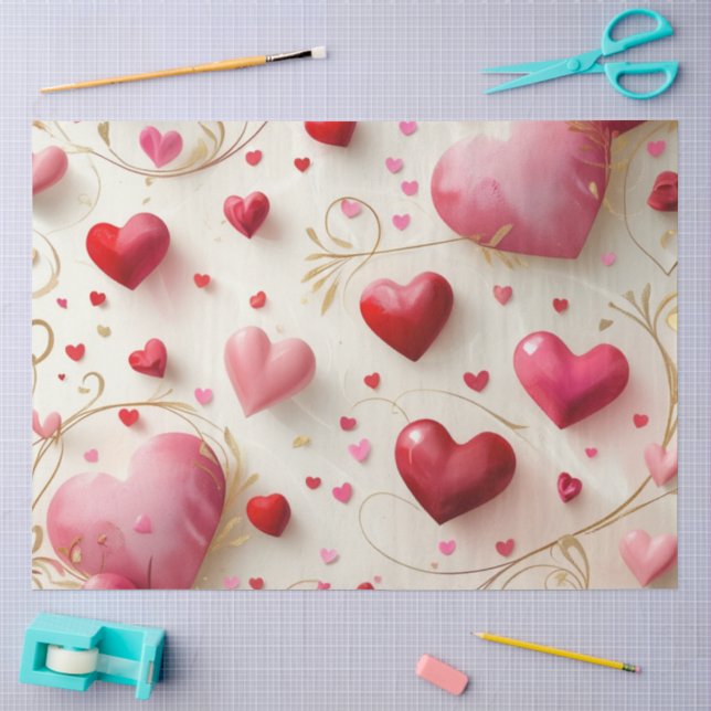 Papel De Seda Corações Caindo (Arte )