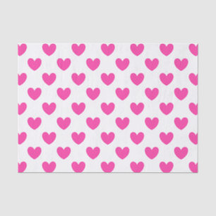 Papel De Seda Corações cor-de-polca cor-de-rosa em branco