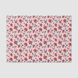 Papel De Seda Corações cor-de-rosa, rosas e laço (Design 18 Séri