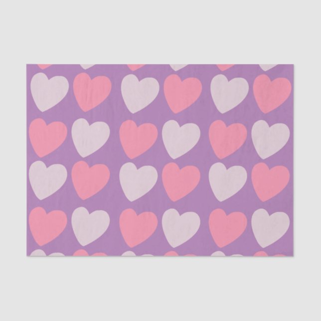 Papel De Seda Corações de Amor Púrpura Rosa (Frente )