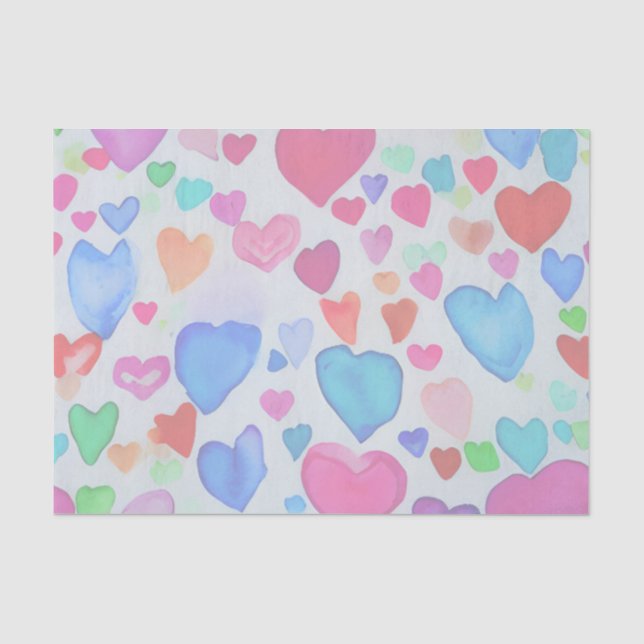 Papel De Seda Corações de Aquarela (Frente )