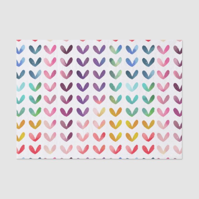 Papel De Seda Corações de Aquarela (Frente )