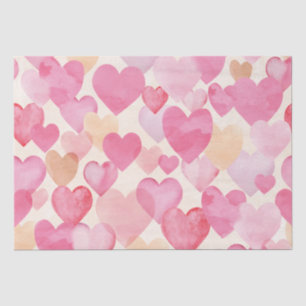 Papel De Seda Corações de Aquarela