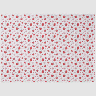 Papel De Seda Corações de Cereja Lindos Boho Escandinavo Dia dos