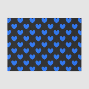 Papel De Seda Corações de polca azul em preto