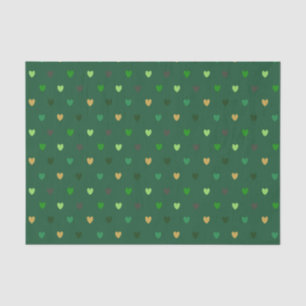 Papel De Seda Corações de polca em verde florestal