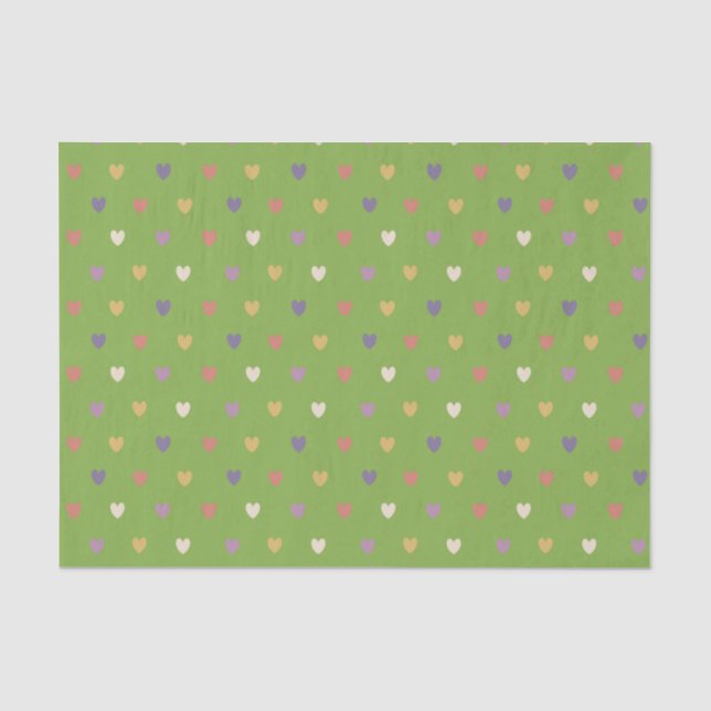 Papel De Seda Corações de polca em verde-verde (Frente )