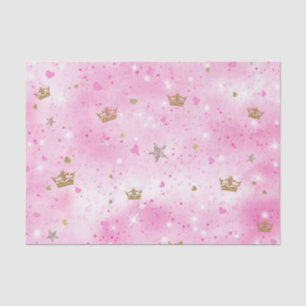 Papel De Seda Corações de Princesa Rosa Estrelas e Coroas Festa 