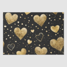 Corações de São Valentim com Tinta Preta e Dourada