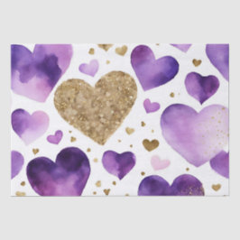 Papel De Seda Corações de São Valentim com Tinta Purpúrea e Dour