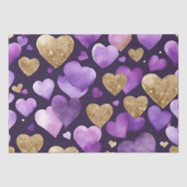 Papel De Seda Corações de São Valentim com Tinta Purpúrea e Dour