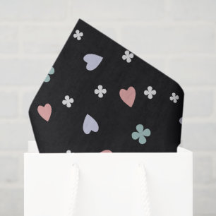 Papel De Seda Corações de Trevo Sortudo Padrão de Amor