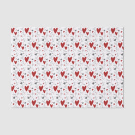 Papel De Seda Corações Desenhados à Mão Vermelhos e Pretos