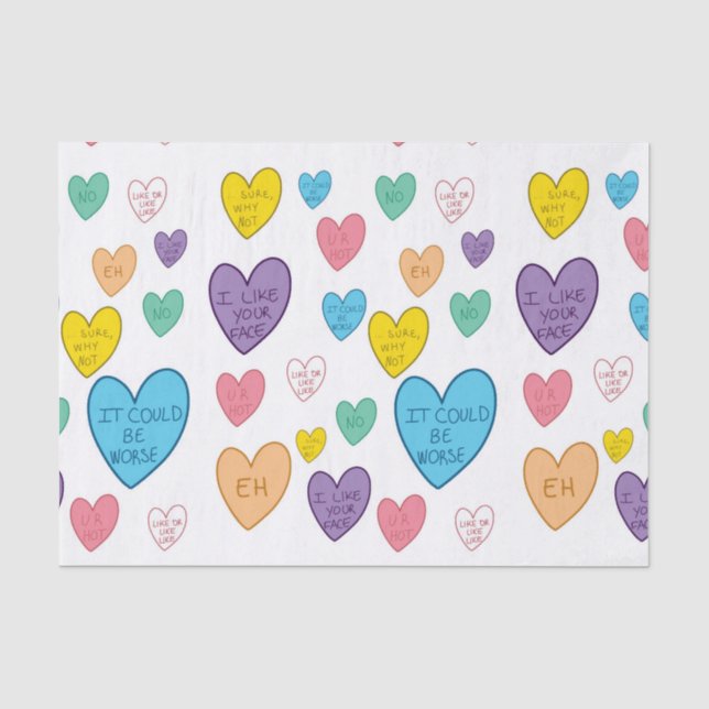 Papel De Seda Corações Doces (Frente )
