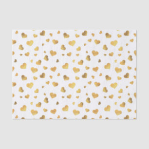 Papel De Seda Corações Dourados no Tecido de Fundo Branco da Nev