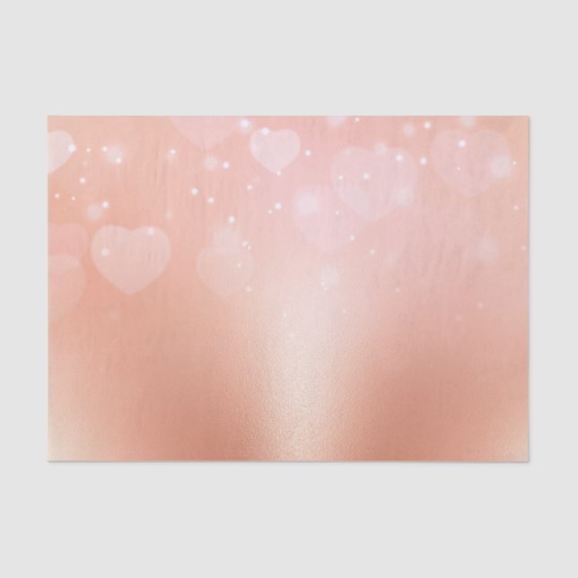 Papel De Seda Corações Dourados rosa (Frente )