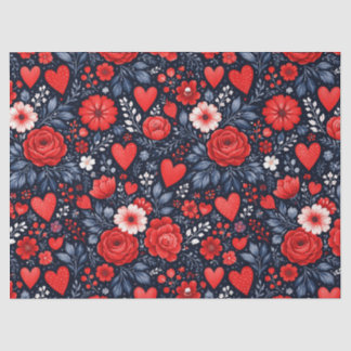 Papel De Seda Corações e Flores Caprichosos