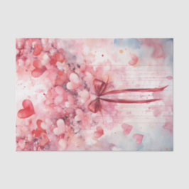 Papel De Seda Corações e Frisos Rosa e Vermelho namorados