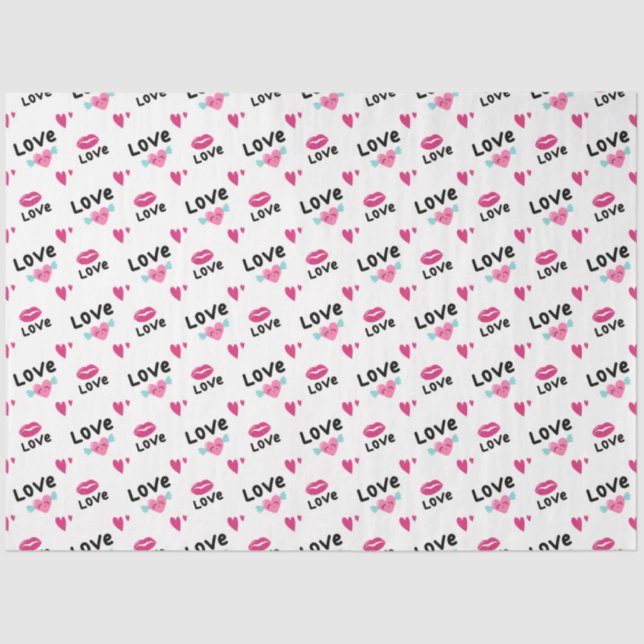 Papel De Seda Corações e Lábios (Frente )