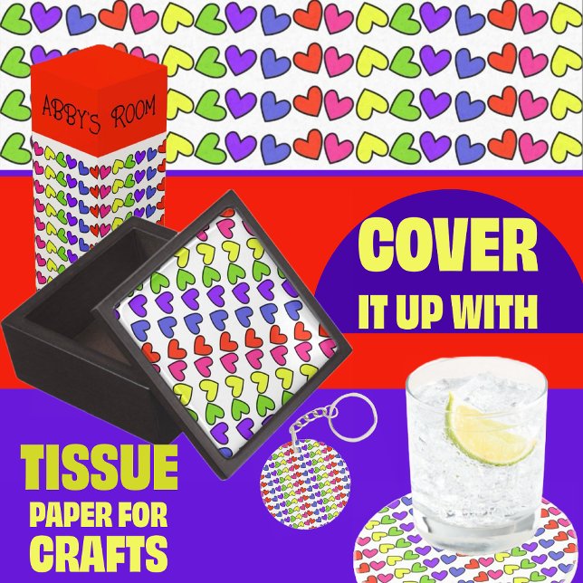 Papel De Seda Corações em Cores Arco-Íris (Criador carregado)