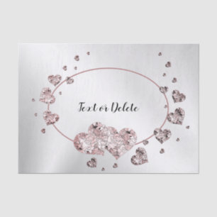 Papel De Seda Corações Geométricos Elegantes Rosa Pêssego Brilha