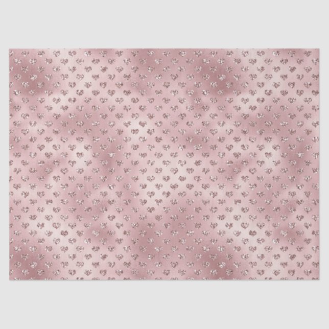 Papel De Seda Corações Luminosos Rosa   (Frente )