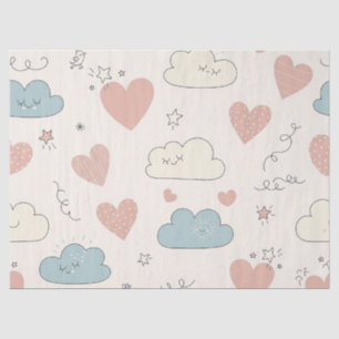 Papel De Seda Corações Pastéis e Nuvens Sonho em Aquarela (10)