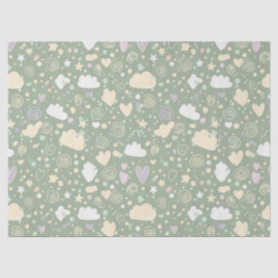 Papel De Seda Corações Pastéis e Nuvens Sonho em Aquarela (4)