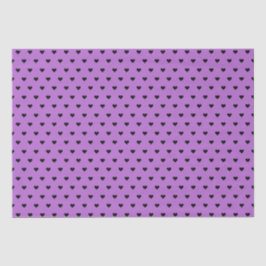 Papel De Seda Corações Pretos no Roxo | Personalizado 