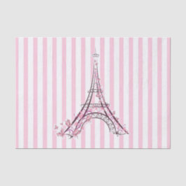 Papel De Seda Corações Rosa e Borboletas Paris Torre Eiffel Fest