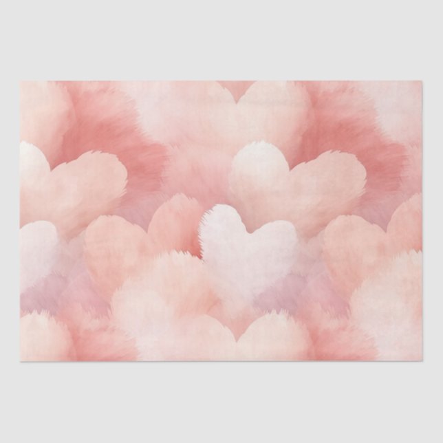 Papel De Seda Corações Rosados ​​Lindos (Frente )