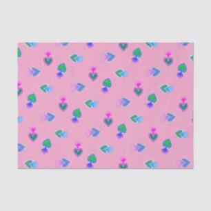 Papel De Seda Corações Sagrados, Arte Popular Católica Rosa