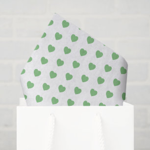 Papel De Seda Corações verdes do vintage no branco
