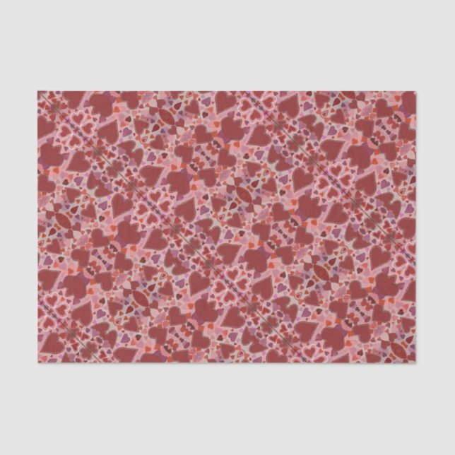 Papel De Seda corações vermelho e rosa (Frente )