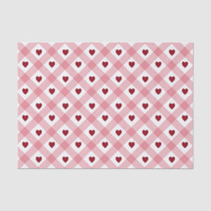 Papel De Seda Corações vermelhos cor-de-rosa Xadrez