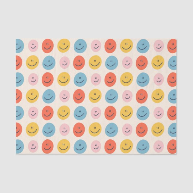 Papel De Seda Corajoso Rosto Feliz Blobs Spotty Divertido Padrão (Frente )