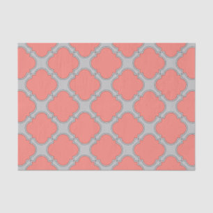 Papel De Seda Coral e cinza de Quatrefoil