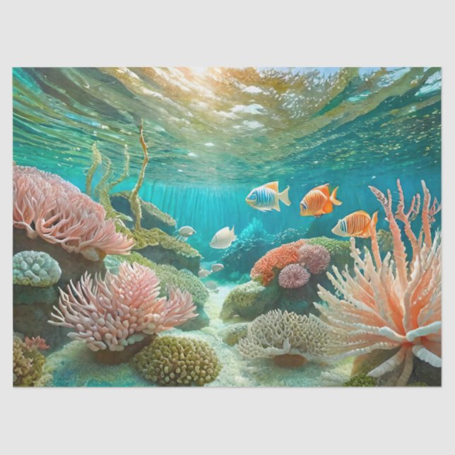 Papel De Seda Coral Reef Tarde, Design 3 (Frente )