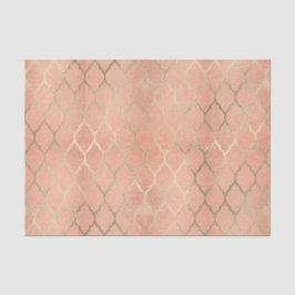 Papel De Seda Coral Rosa de Arte Metálica Dourada Peach Quatrefo