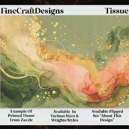 Papel De Seda Coral & Sage Alcohol Ink + Gold EA3R Decoupage