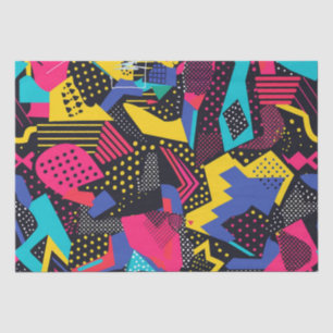 Papel De Seda Cores Brilhantes e Ousadas Padrão de Arte Abstrata