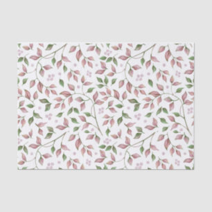 Papel De Seda Cores d'água, rosa e verde, deixam cerejas cor-de-