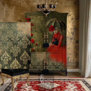 Papel De Seda Cores damasco verdes da Floresta Oleícola Moody We