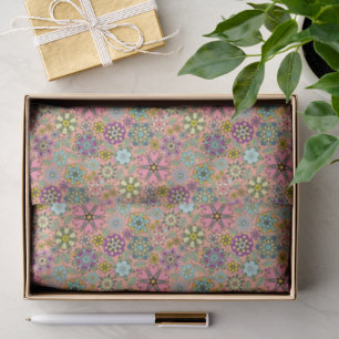 Papel De Seda Cores de Flores Retro da Temporada de Primavera Pa