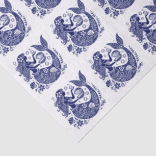 Papel De Seda Cores DIY Sedutor Sereia Sirene Concha Azul